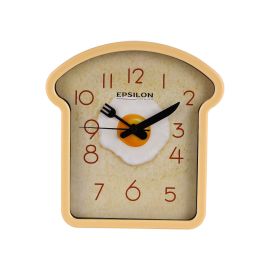 Epsilon Wall Clock- EPSWC1560/ Kitchen Themed, Toast Shaped, Wall-Mounted, 1*AA Battery Operated and Durable/ Plastic Case and Glass Lens, Attractive Design, Silent Operation/ Ideal for Home, Kitchen, etc./ Brown