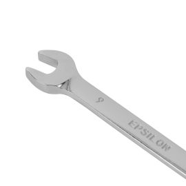 Epsilon 9 MM Combination Wrench- ET1133| Drop Forged Steel, Fully Polished, Hardened and Tempered, Highly Durable, Perfect for Hardening and Loosening Nuts| Silver
