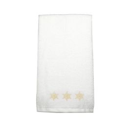 BYFT Iris Embroidered For You Hand Towel 50 x 80 Cm 600 Gsm White 100% Cotton Snowflake Gold Thread Set of 01