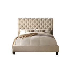 Lilyana Tufted Upholstered Bed 100x200cm Single size Bed in Beige Color