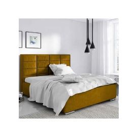 Ibiza upholstered Bed in Velvet Fabric 120x200cm Twin size Bed in Mustard Color