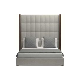 Brick Buttoned Tufted High Panel Bed 200x200cm Super King Bed in Grey Color