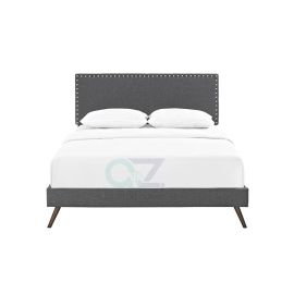 Lyka Fabric 180x200cm King size Bed in Dark Grey Color