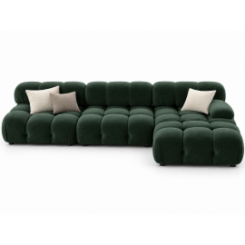 Delsea Modular Sectional Sofa in Green Velvet in Green Color