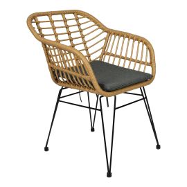 Jeffcoco Furniture Outdoor Hand-made rattan chairs for balcony, Coffee shop, Dining Chair, Garden Chair Relax, interior Design, Italy Style home reading chair with cushion -One