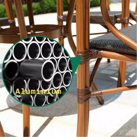 Jeffcoco Furniture Garden Dining Chair Outdoor Desk Chair Patio Balcony Dinner Chair Poly Rattan Restaurant,Coffee Shop (Black Chair)-Beige