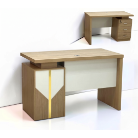 SBF Wooden Writing Table with Three Drawers, Office Table with Lockable Top Drawer, Computer Desk for Study and Work, Ideal Laptop Table for Home -Beige