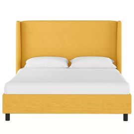 Goodrich Velvet Upholstered Bed 160x200cm Queen size Bed in Yellow Color