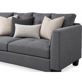 3 Piece Set Home Furniture Corner Sofa L-shaped Linen Fabric -Grey