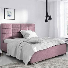 Ibiza upholstered Bed in Velvet Fabric 200x200cm Super King Bed in Pink Color