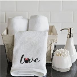 BYFT Iris Embroidered For You Hand Towel 50 x 80 Cm 600 Gsm White 100% Cotton Minnie Love Set of 01