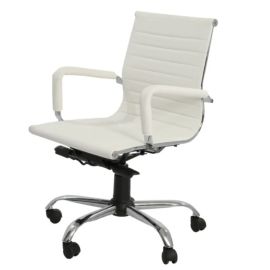 Slim Mid Back Office Chair - White-Med