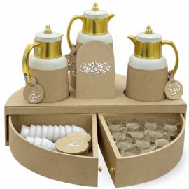 Large Rotary Leather Tea - Coffee Set