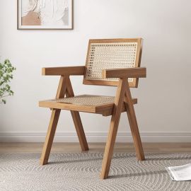 Jeffcoco Furniture Solid Wood Armchair Garden Chairs Dining Dinner Slatted Chairs Home Furniture Wooden Outdoor Indoor Seating