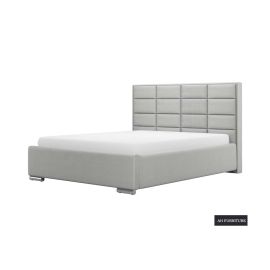 Elisa Bed with Linen Hydrophobic Upholstery 120x200cm Twin size Bed in Red Color-200x200cm-Light Grey