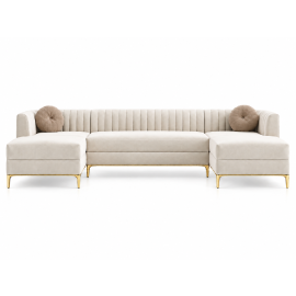 Zahra Fabric 3-Piece Sofa Set in U Shaped Sofa