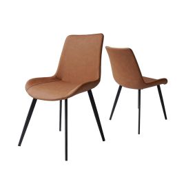 Jeffcoco Furniture Dining Chair Leather Seat,Desk Chair,Modern Design Dining Room Furniture-Brown