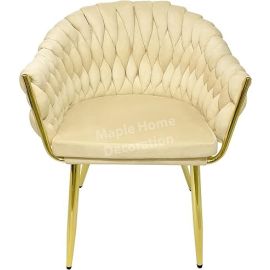 MAPLE HOME DECORATION Velvet Chairs Modern Accent Dining Chairs Flannelette Comfy Upholstered Dining Room Furniture Leisure Chairs Golden Metal Leg
