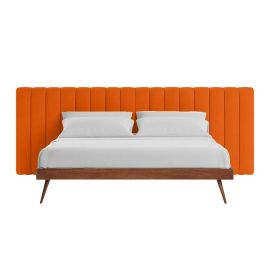 Megane Channel Tufted Bed 100x200cm Single size Bed in Orange Color (Headboard Width:160cm)