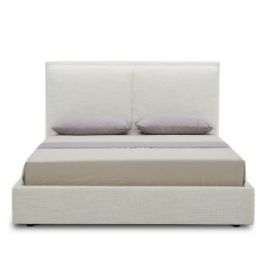 Merion Buckle Fabric Bed 200x200cm Super King size Bed in White Color