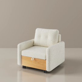 Modern White Sleeper Chair with Wood Base