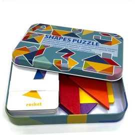 MZtoyz Early Development Tangram Pattern Puzzle, Montessori Colourful Stacking Game for Little Minds, 60 double sided design cards with 120 Patterns