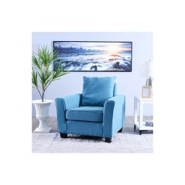 Maharat Al Bahar Alessandra 1 Seat Fabric Accent Chair Sofa Wooden Legs One Seater Living Room Furniture Turquoise 93x82x85cm