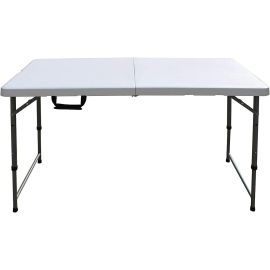 Jeffcoco Furniture Outdoor Camping Table,Heavy Duty Plastic Outdoor Folding Picnic Table,Folding Trestle Table (1.2M White)