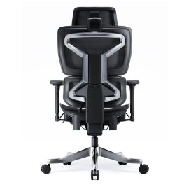 Omnix Silver Grey Super Ergonomic Gaming Chair with Footrest-Black