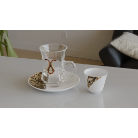 18-Piece Tea & Coffee Set with Silver Trim