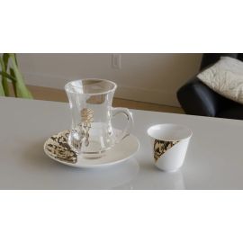 18-Piece Tea & Coffee Set with Gold Trim