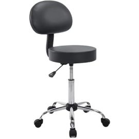 Maple Home Decoration PU Bar Stool Adjustable Height Swivel Hydraulic Bar PU Armchair With Backrest 360° Upholstered Seat Assembled Home Office 1-Black