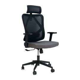 SBF-189M-GreyBlack-SBF Ergonomic Mesh Office Chair - Adjustable Headrest and Armrests, Tilt Backrest, Lumbar Support, Fabric Seat, Swivel Manager Chair, Black