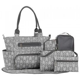 Little Story diaper bag set of 6 with hooks - Melange Grey