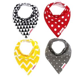 Eazy kids Bandana Bibs Set of 4 - Organic Cotton - Triangles Dots