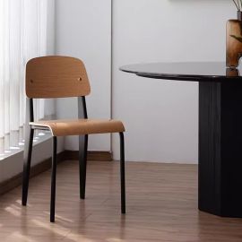 Wooden Chair, Dining Chair, Reading Chair, Desk Chair For Relax Indoor, Metal Frame Study Chair For Home Office Furniture-Black