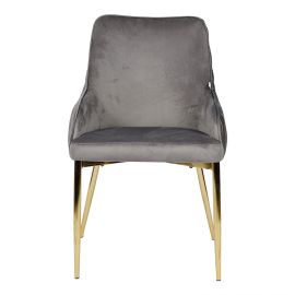 Flannel Fabric Chair with Gold Leg Dining Chair, Arm Chair, Single Seat Chair-Grey