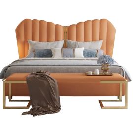 Princess Modern Upholstered Bed 100x200cm Single size Bed in Orange Color