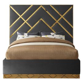 Wayfair Velvet Bed 100x200cm Single size Bed in Dark Grey Color