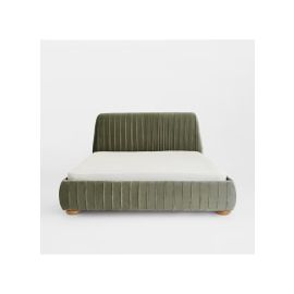 Victoria Channel Tufted Bed in Olive Color 200x200cm Super King Bed in Olive Color