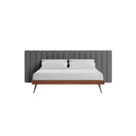 Megane Channel Tufted Bed 120x200cm Twin size Bed in Grey Color
