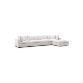 Modway Commix Down Filled Overstuffed 5 Piece Sectional Sofa Set with Ottoman in Ivory Color Sectional Sofa Set with Ottoman