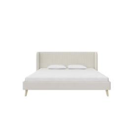 Holly Upholstered Bed with Sprint Mattress 200x200cm Super King Bed in Beige Color