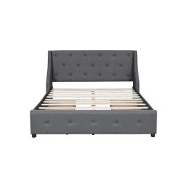 Brij Upholstered Storage Bed 160x200cm Queen size Bed in Dark Grey Color