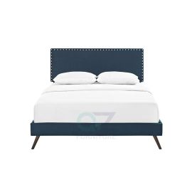 Lyka Fabric Bed 100x200cm Single size Bed in Blue Color