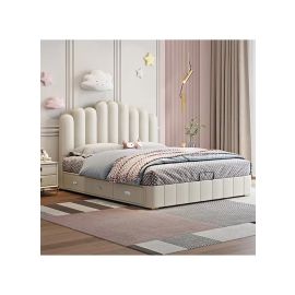 Letto PVC Leather Queen, King and Super King Bed 180x200cm King size Bed in Light Grey Color