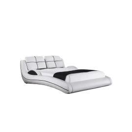 Leather Upholstered Curved Bed 200x200cm Super King Bed in White Color