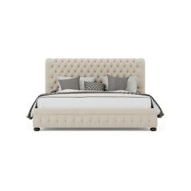 Bushwick K42 Hand Tufted Bed 200x200cm Super King Bed in Beige Color