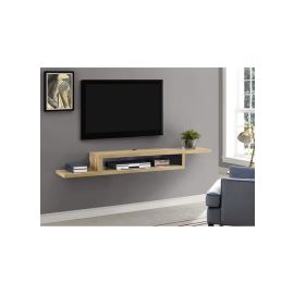 Martin Furniture 72 in. Asymmetrical Wall Mounted TV Shelf in Beige Color