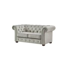 Chesterfield Home Velvet Loveseat in Beige Color Chesterfield Velvet Loveseat